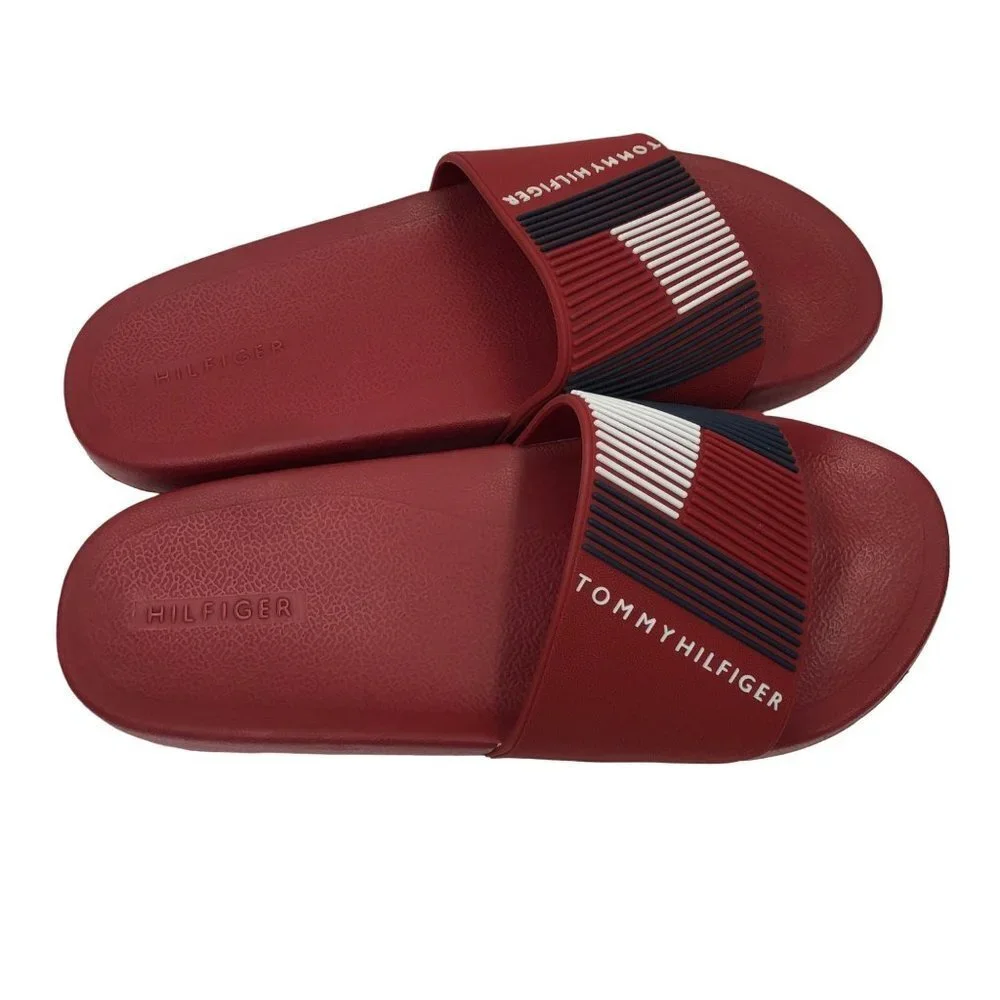TOMMY HILFIGER MEN'S EDNOR RED SLIDE SANDALS SZ 10 NWT‎